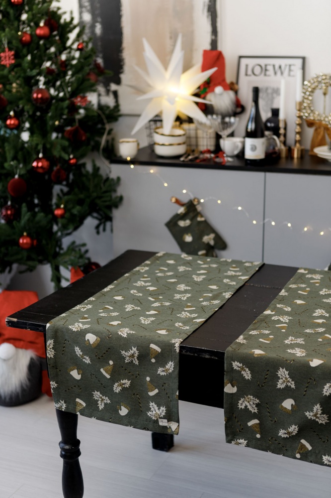 Дорожка (раннер) Шапочки на зеленом 40x180 см Прованс