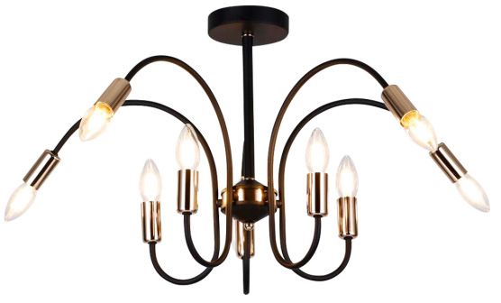 Люстра потолочная WunderLicht OM8071-410 10x40 Вт E14 черный с бронзовым 