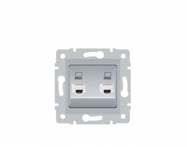 Механізм розетки комп’ютерна подвійна подвійна HausMark Stelo IP20 срібло 501-4388-141