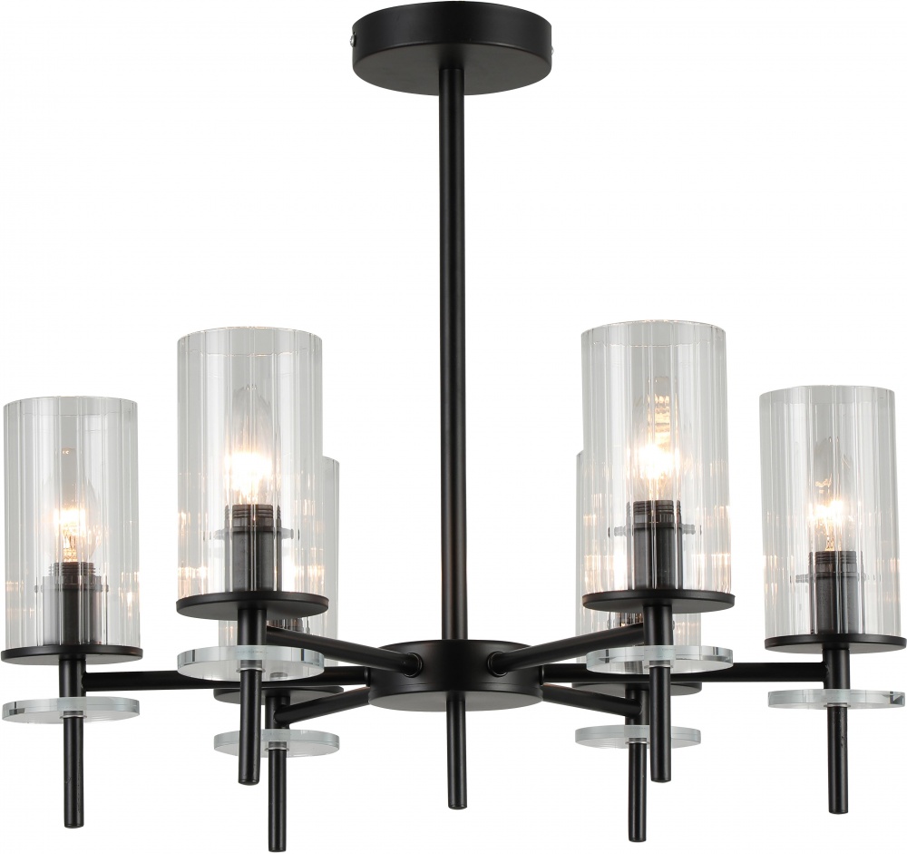 Люстра стельова Sensio Canis 6x40 Вт E14 чорний/прозорий ALG-74590/6