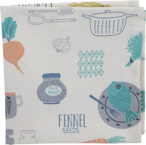 Серветка La Nuit Fish 40x40 см білий із принтом 