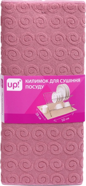 Килимок для сушіння посуду UP! (Underprice) 38х50 см рожевий кола