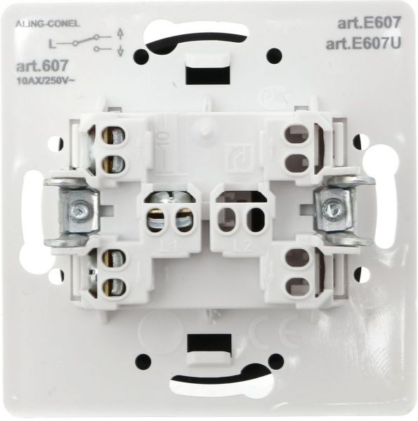 Вимикач прохідний одноклавішний Aling-Conel Eon без підсвітки 10 А 250В чорний E607.E1