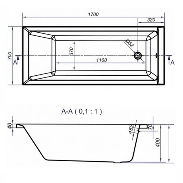 Ванна акриловая Cersanit Balinea UAZBR1000791296 170x70 с ножками