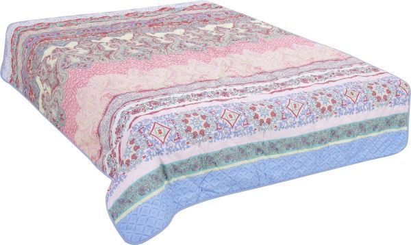 Покривало стьобане Печворк 2409 160x215 см рожевий із бежевим 