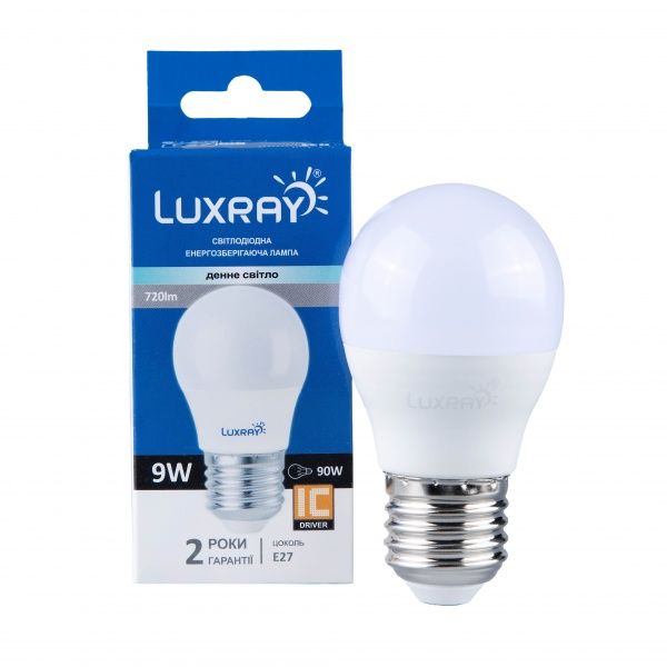 Лампа светодиодная Luxray 9 Вт G45 матовая E27 220 В 4200 К 