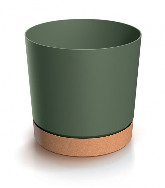 Горшок для цветов PRP Tubo PM 200 мм с подставкой ECO Wood темно-зеленый круглый (67146-2411) 