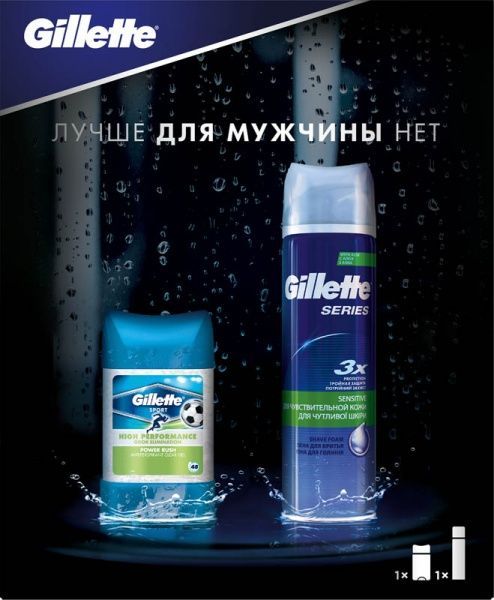 Подарочный набор для мужчин Gillette пена для бритья Series + гелевый антиперспирант 75 мл