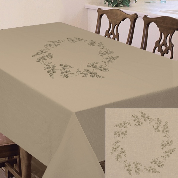 Скатерть с вышивкой 150x150 см белый с рисунком 