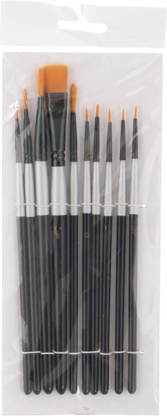 Набор кистей круглые и плоские 10 шт 