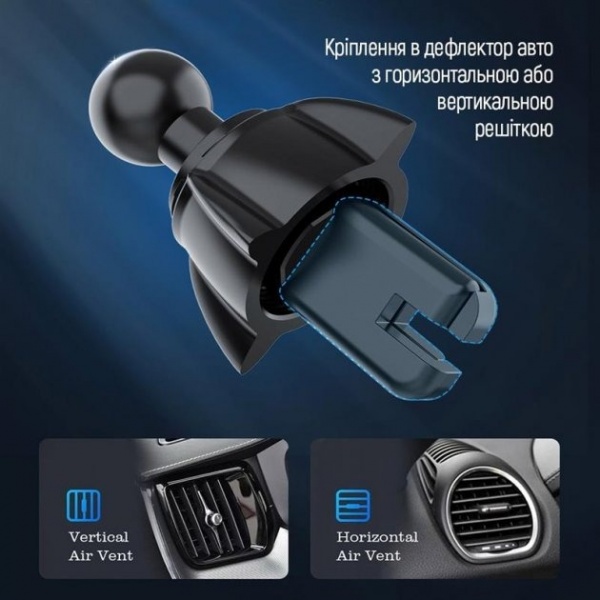 Беспроводное зарядное устройство ColorWay Air Vent Car Wireless Charger 15W (CW-CHAW038Q-BK)