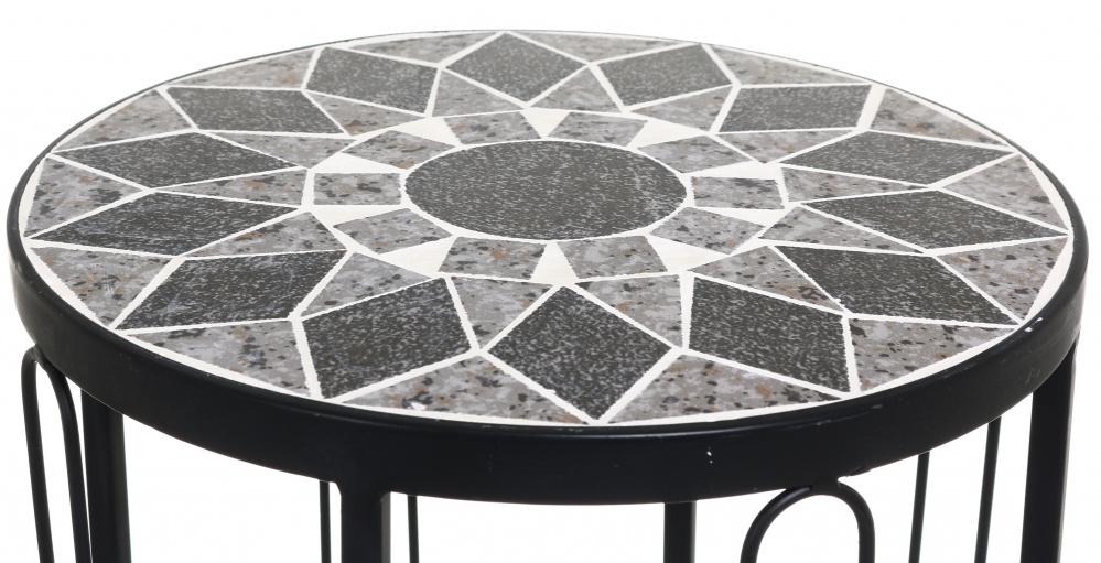 Подставка для цветов круглая с мозаикой JF232310-1 30х30x35 см черный