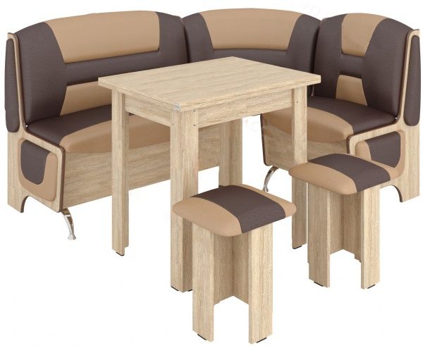 Уголок кухонный Пехотин Спартак1266х925х1716 дуб сонома коричнево-бежевый