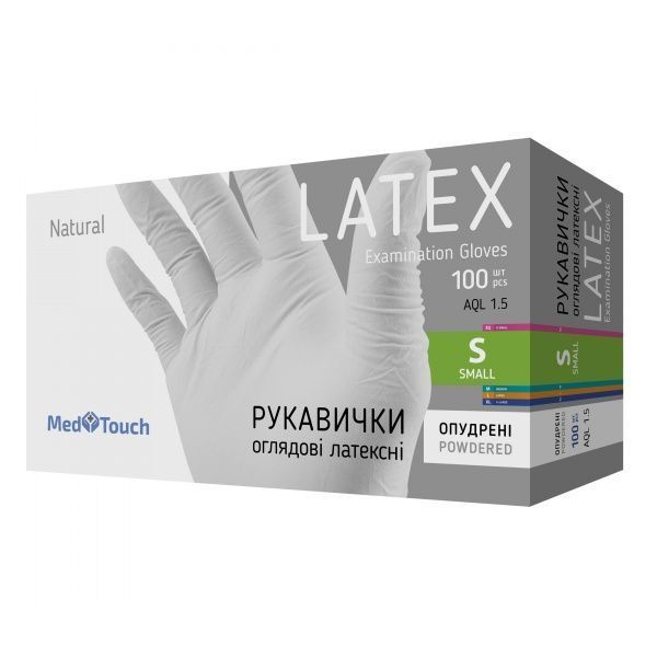 Рукавички латексні MedTouch оглядові S 100 шт./уп.