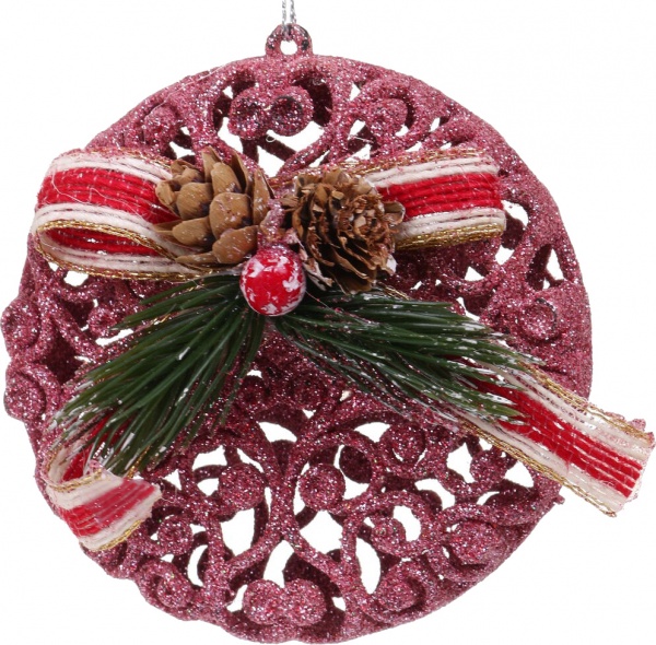 Декоративна підвіска Медальйон з декором 10 см HFF239P рожевий