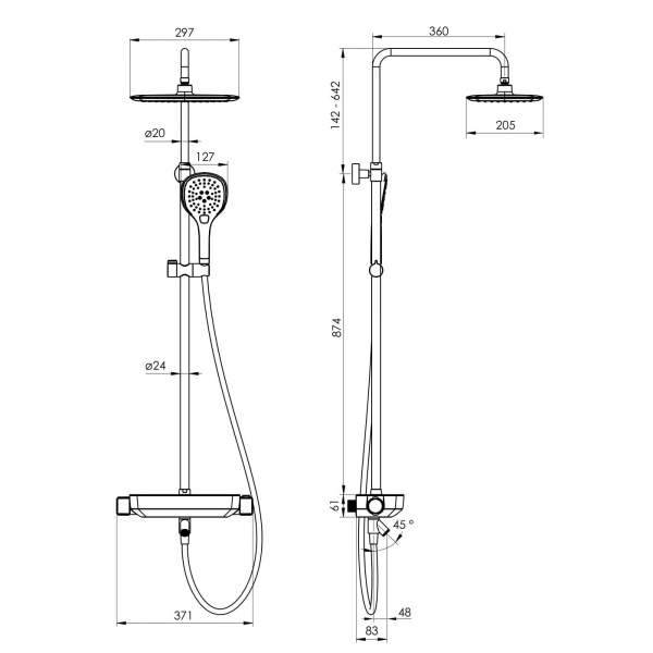 Душевая система Imprese Centrum T-10301LX с термостатом