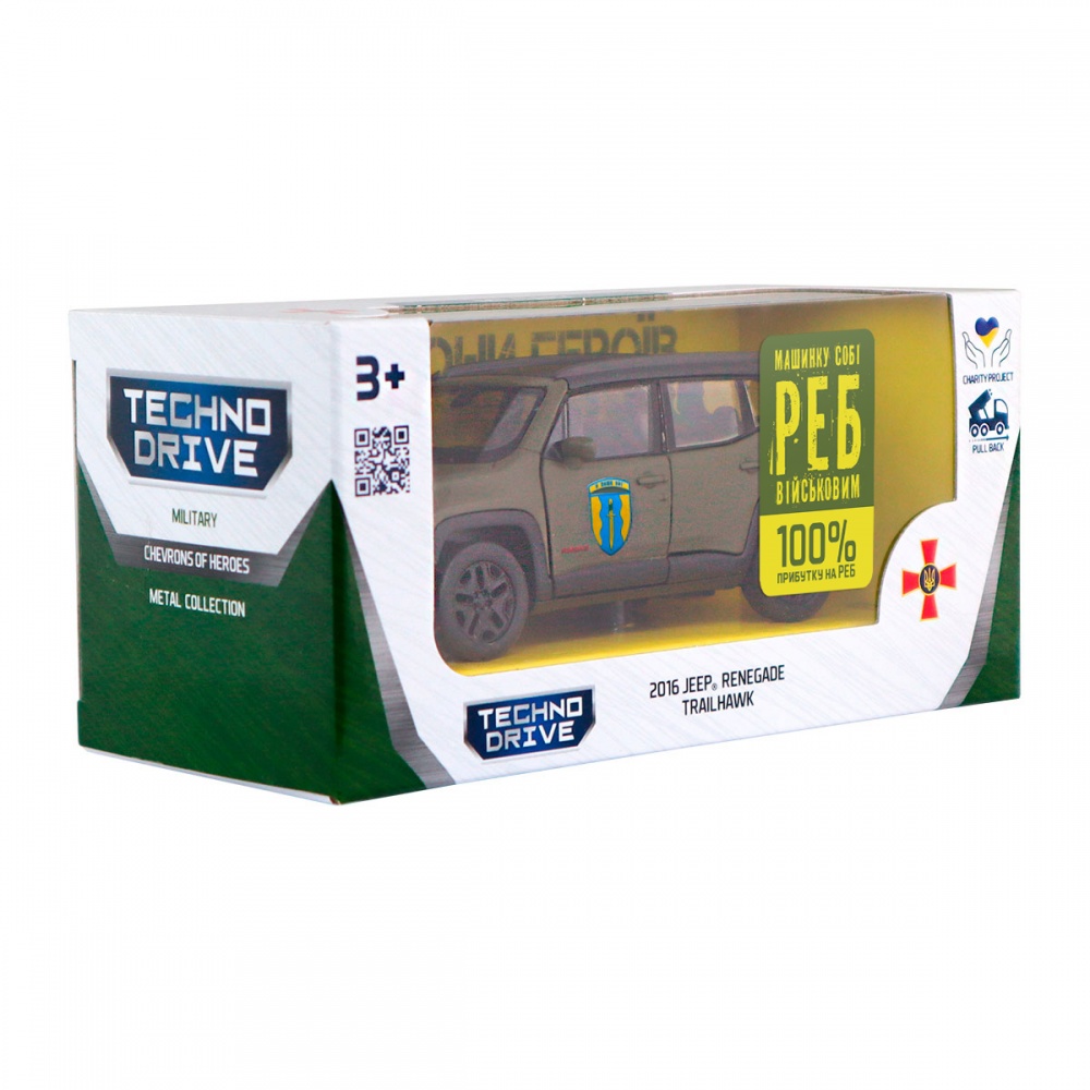 Автомодель TechnoDrive 1:32 серии Шевроны Героев Jeep Renegade Trailhawk Айдар 250351W