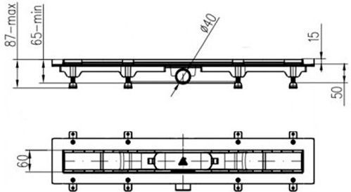 Душевой канал MCH 750 мм с полированной решеткой Медиум