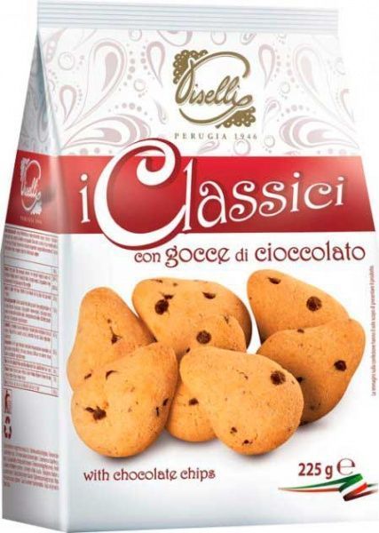 Печиво Piselli пісочне з шматочками шоколаду 225 г (8032755321118) 