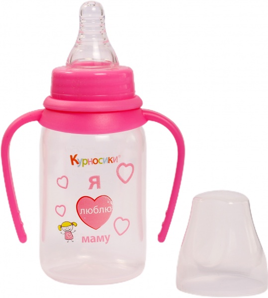 Пляшечка анатомічна Курносики 125 мл рожева