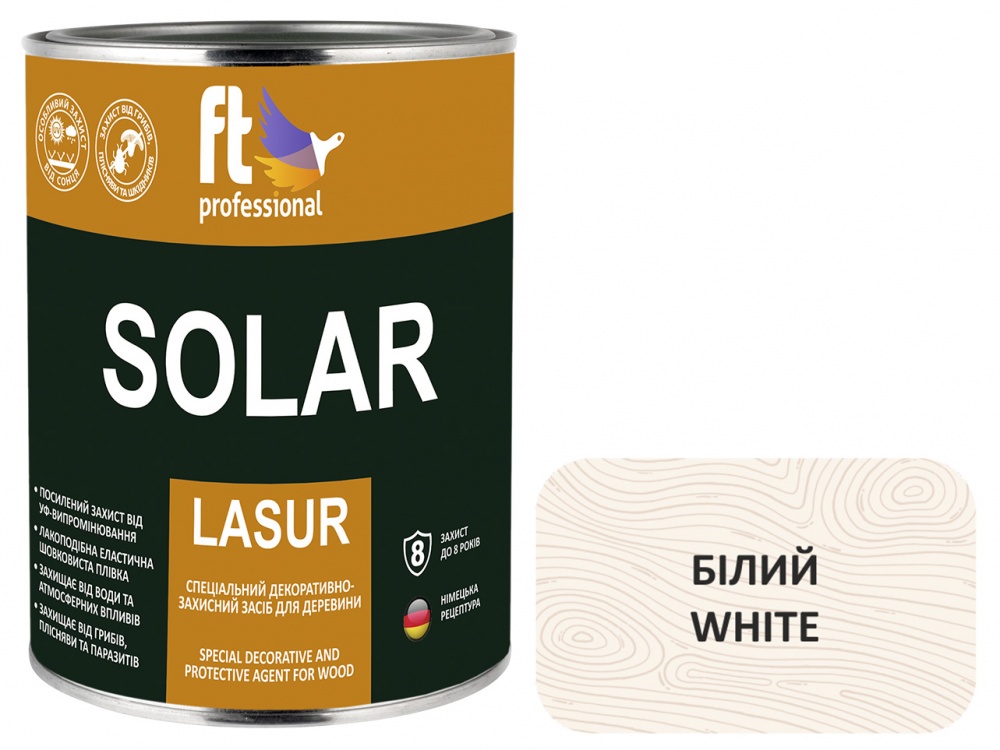 Захисний засіб FT Professional SOLAR LASUR білий шовковистий мат 0,9 л