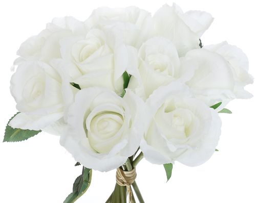 Растение искусственное Букет роз 30 см белый 9