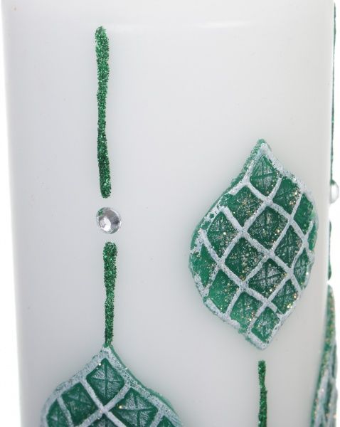 Свеча Цилиндр декоративная Аппликация Эллипс 70х150 зеленая Pako-If