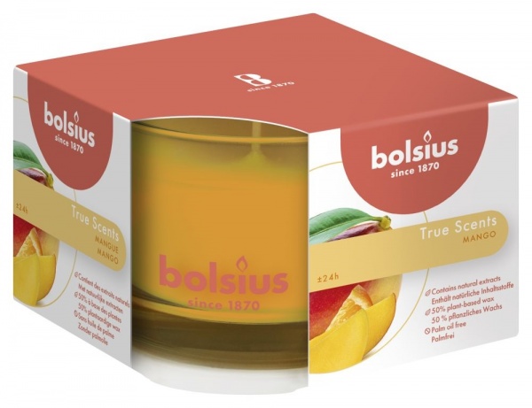 Свеча в стакане Bolsius True scents 63/90 Манго 