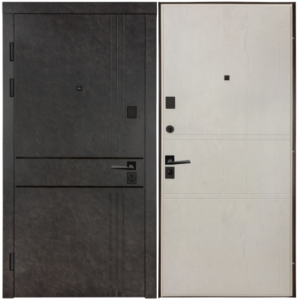 Двері вхідні К-8 (квадро) 539/237 mamba morion / рустик авиньйон блан 2050x950 мм ліві