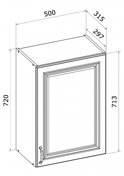 Шкаф верхний МС Глория В 50х72х31,5 см белый/дуб артизан Грейд