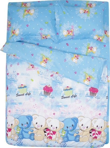 Комплект постельного белья Lorenzzo Медвежата 1,5 голубой 