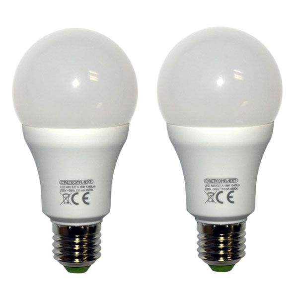 Лампа LED Світлокомплект A65 Е27 15 Вт 4500К холодне світло 2 шт