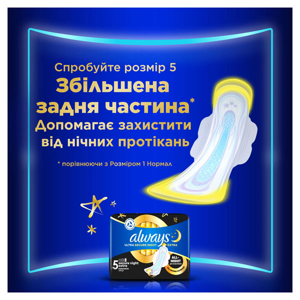 Прокладки гигиенические Always Ultra Secure Night (размер 4) 6 шт.