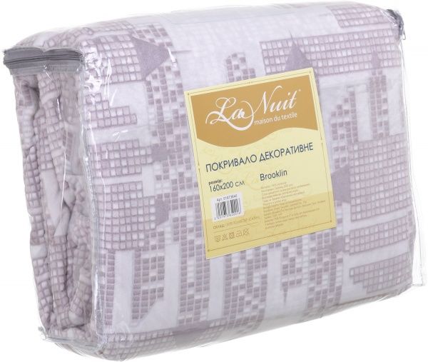 Покривало декоративне Brooklin 160x200 см La Nuit білий із фіолетовим 