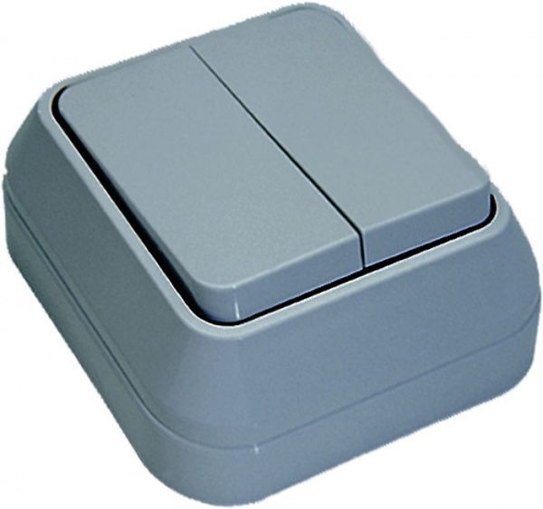 Выключатель двухклавишный Makel без подсветки 10 А 250В серый 45003