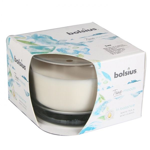 Свеча в стакане 63/90 Белый чай и листья мяты Bolsius