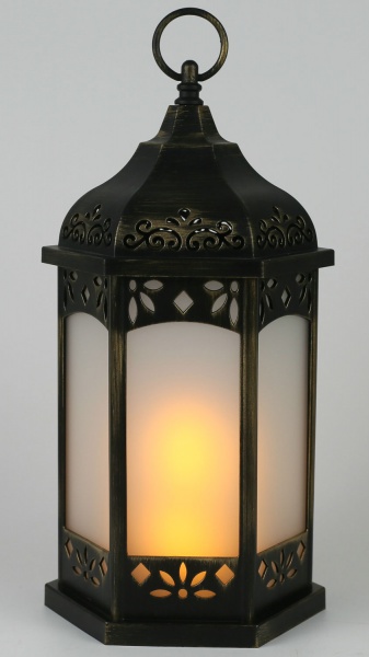 Ліхтарик декоративний 18х34 см чорний із золотим браш B6350 