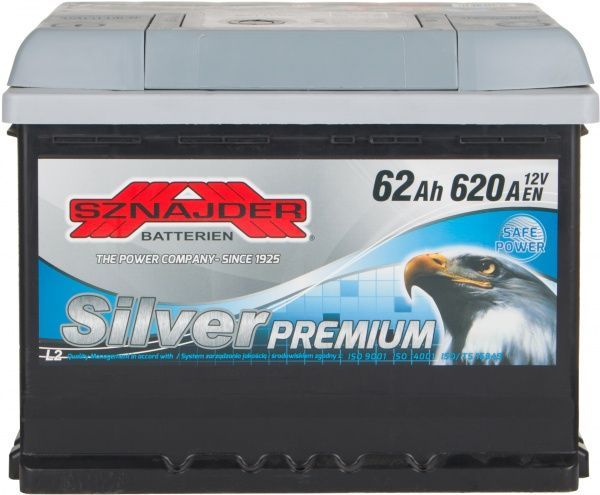 Акумулятор автомобільний SZNAJDER Silver Premium 6СТ- 62Aз 62А 12 B «+» ліворуч