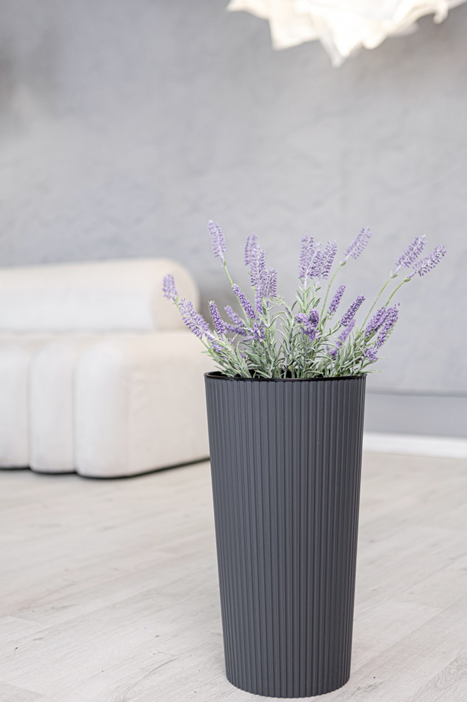 Горщик для квітів пластик Тея 51 см круглий антрацит 11 л ММ-Пласт (T51an)