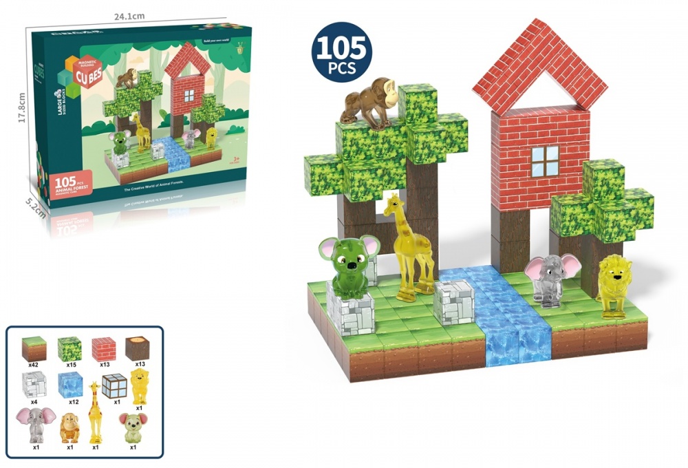 Конструктор магнітний My World Блоки My World 2.3 см 105 елемента CJ-4515483