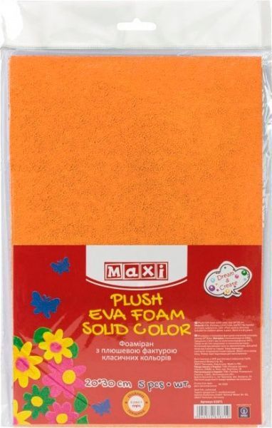 Фоамиран с плюшевой фактурой MX61866 2 мм 20х30 см оранжевый