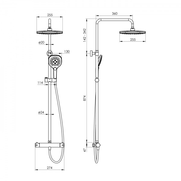 Душова система Imprese Centrum T-15260SQ з термостатом