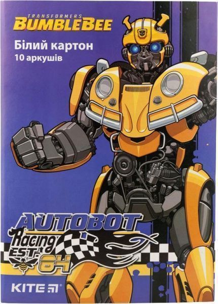 Картон білий односторонній А4 10 аркушів Transformers BumbleBee TF19-254 KITE