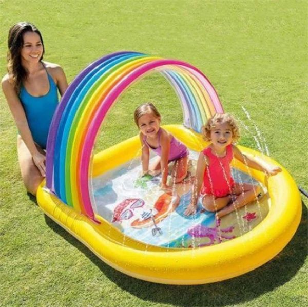 Бассейн Intex 57156 детский, радуга, с ремкомплектом, 142х110х84 см.