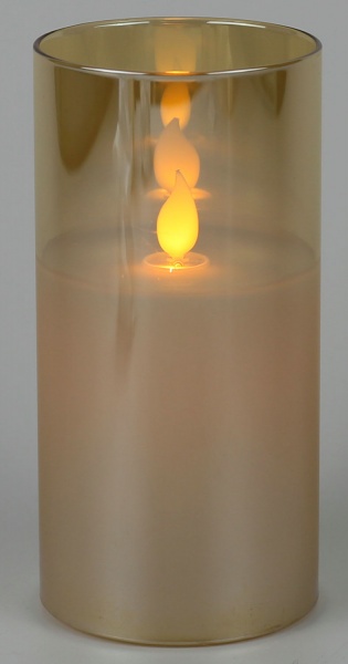 Свічник із LED свічкою 7,5х15 см золотий D1763 