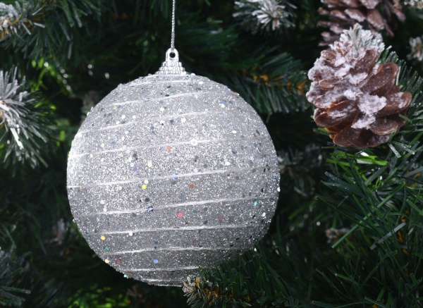 Куля новорічна Shunda пінопластикова 100 мм срібний SDA200610S