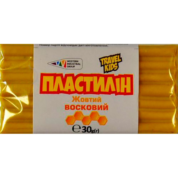 Пластилін восковий жовтий TRAVEL KIDS 30 г Western Industrial Group