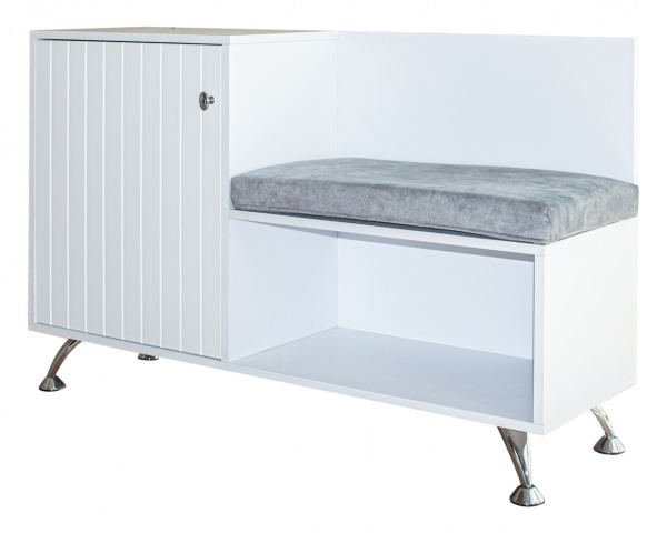 Тумба для обуви DC Бресоль с подушкой 350x1100x730 мм / белый 