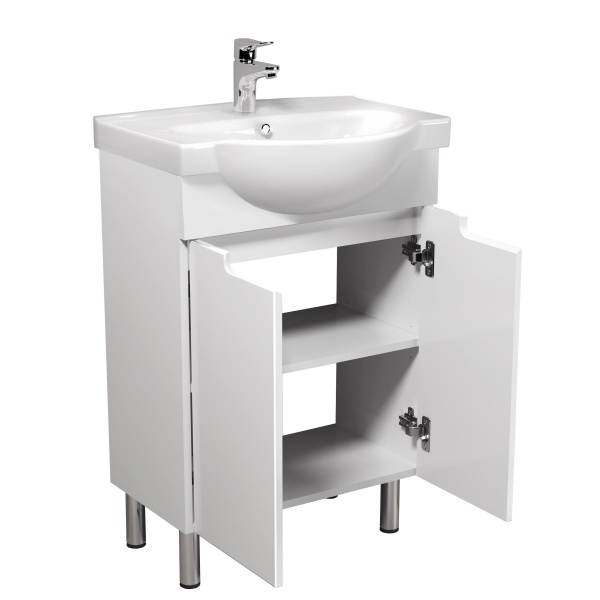 Тумба напольная Мойдодыр Tetris White 65 с умывальником Freja 65 белая