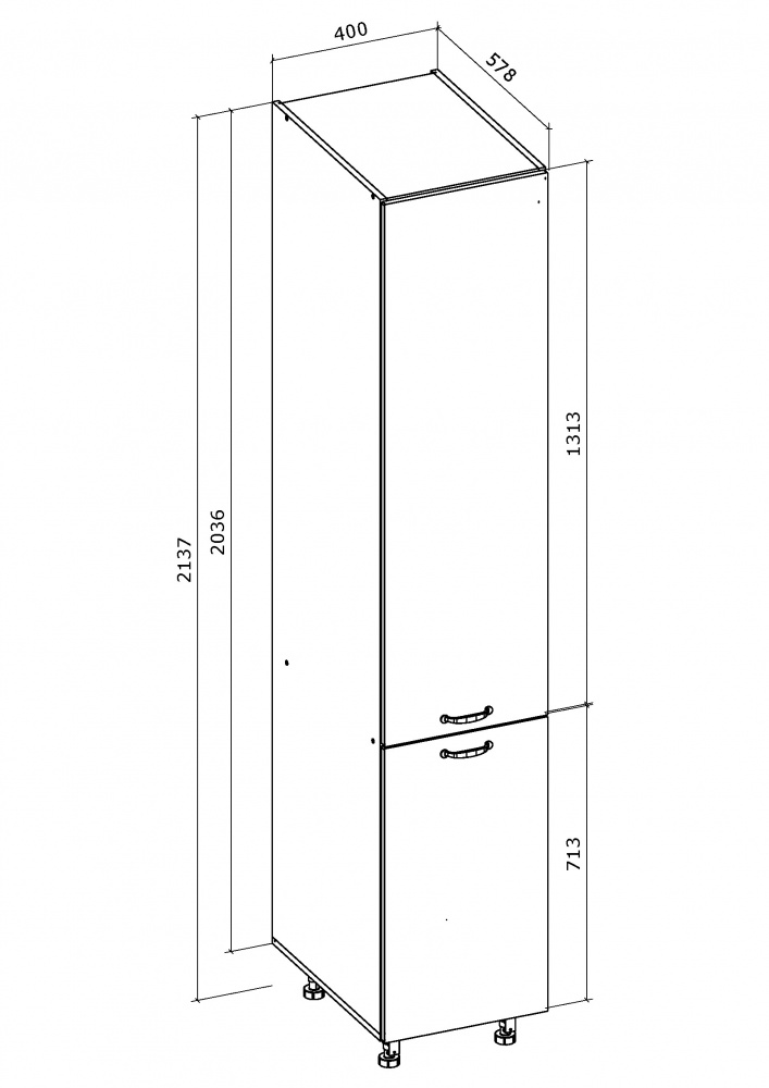 Шкаф-пенал 40/214/56 + фасад МДФ МС Мэри дуб платиновый/белый Грейд